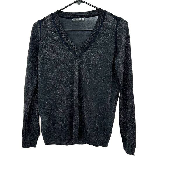 Mango Basics‎ Size Small Sweater Black Layer Lightweight Academia V Neck - Picture 1 of 3